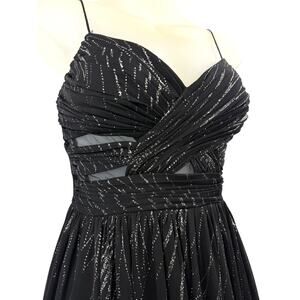 Y2K HAILEY LOGAN BY ADRIANNA PAPELL black silver mini dress